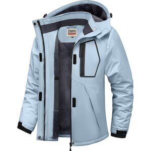 Women's Blue New Waterproof Ski Jacket Warm Winter Coats Windproof with Hood